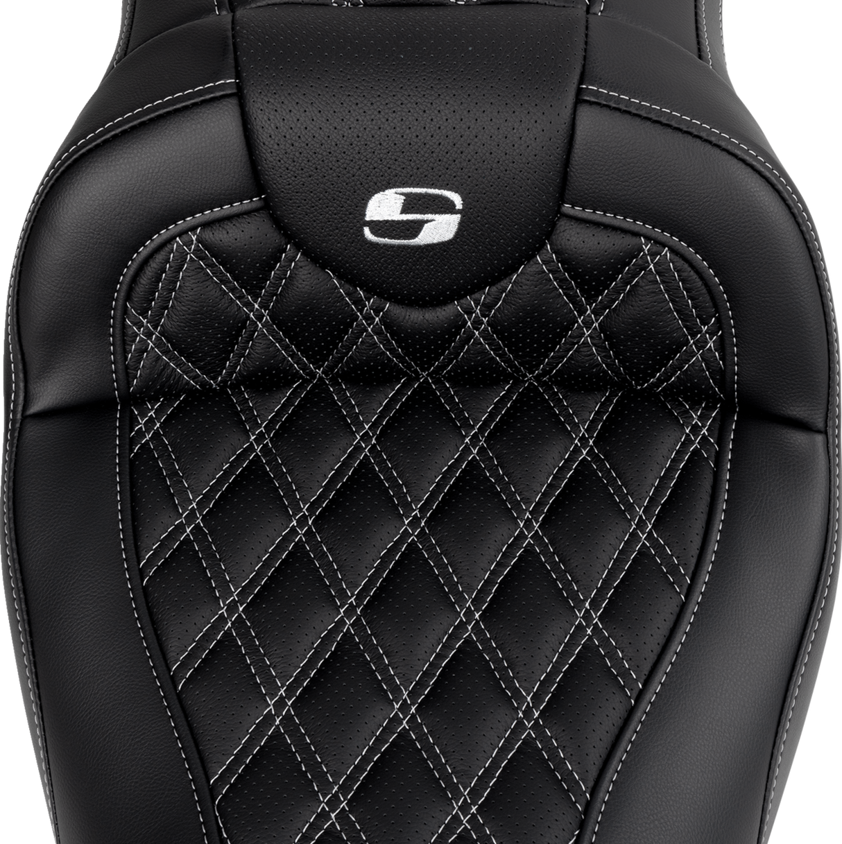 SADDLEMEN Roadsofa* Seat - with Backrest - Silver Stitch - FL '08-'23 808-07B-182B5
