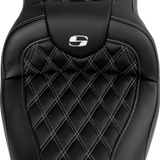 SADDLEMEN Roadsofa* Seat - with Backrest - Silver Stitch - FL '08-'23 808-07B-182B5