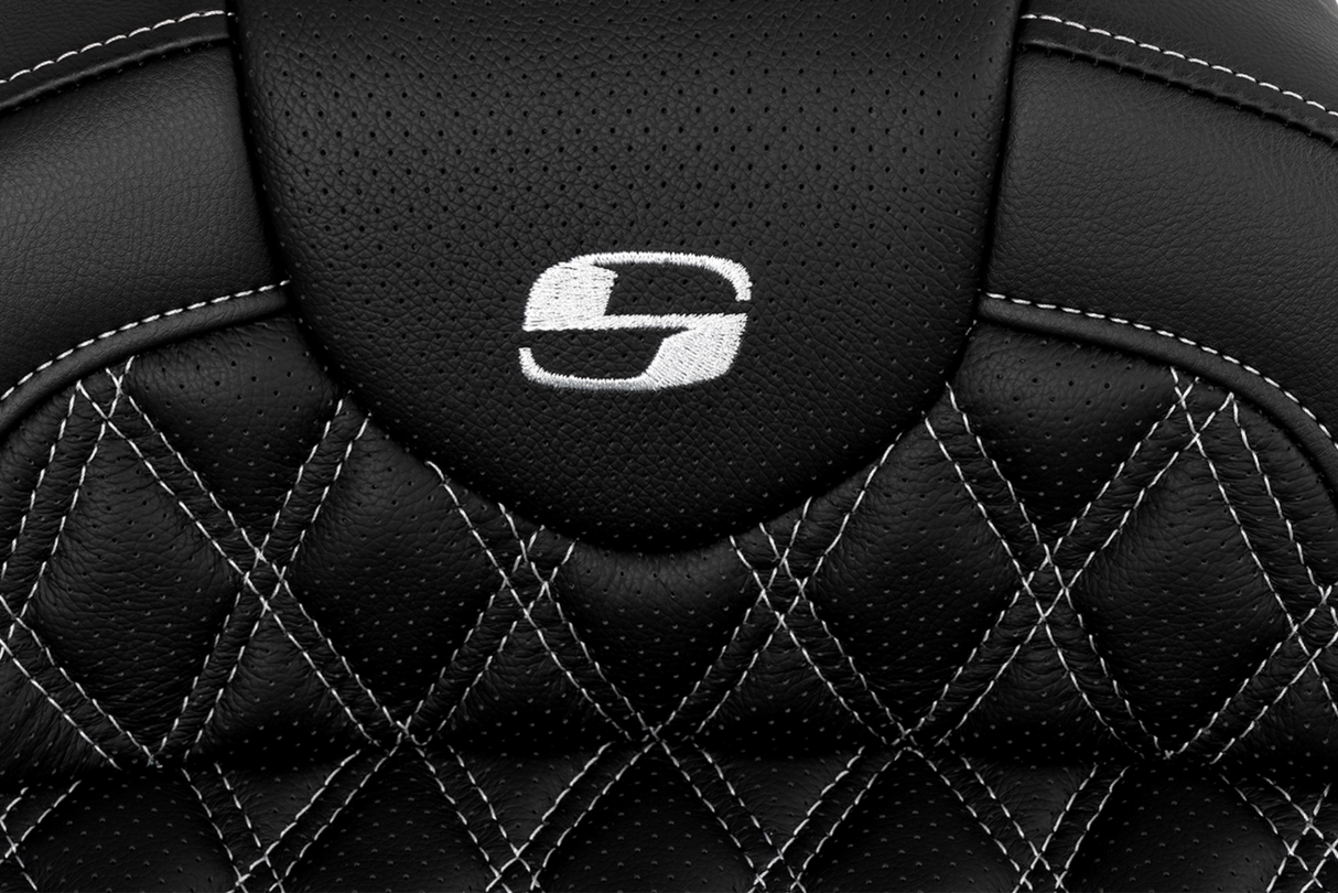 SADDLEMEN Roadsofa* Seat - with Backrest - Silver Stitch - FL '08-'23 808-07B-182B5