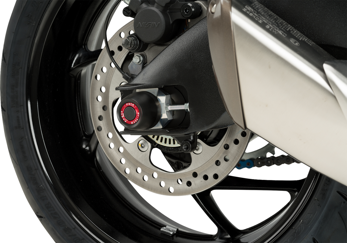 Puig Hi-Tech Parts 20149N Axle Sliders - Rear - Black - Pair - Suzuki | Street