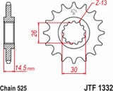 JT SPROCKETS JTF1332.16RB Front Sprocket - 16 Tooth - VFR800 | Street
