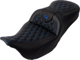 SADDLEMEN Roadsofa* Seat - with Backrest - Blue Stitch - FL '08-'23 808-07B-182B1