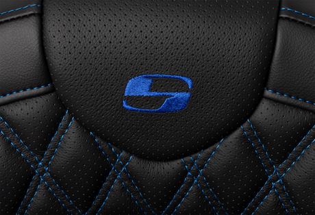 SADDLEMEN Roadsofa* Seat - with Backrest - Blue Stitch - FL '08-'23 808-07B-182B1