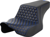 SADDLEMEN Step-Up Seat - Front Honeycomb - Blue Stitching - FL '23-'24 823-07-17701