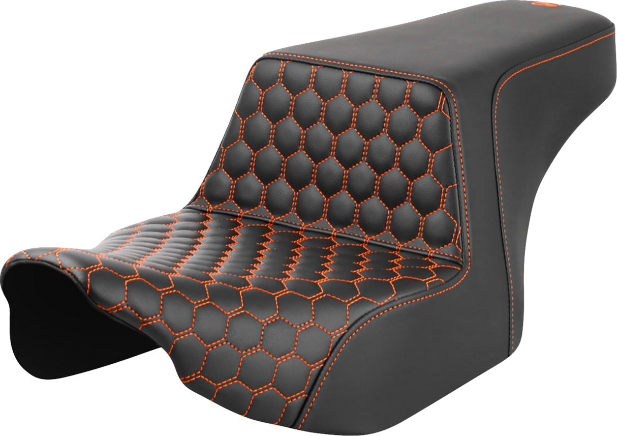 SADDLEMEN Step-Up Seat - Front Honeycomb - Orange Stitching - FL '23-'24 823-07-17703