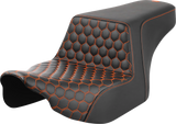 SADDLEMEN Step-Up Seat - Front Honeycomb - Orange Stitching - FL '23-'24 823-07-17703