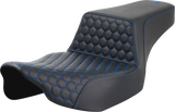 SADDLEMEN Step-Up Seat - Extended Reach - Front Honeycomb - Blue Stitch - FL '23-'24 823-07-17801