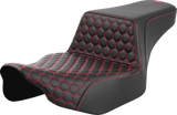 SADDLEMEN Step-Up Seat - Extended Reach - Front Honeycomb - Red Stitch - FL '23-'24 823-07-17804