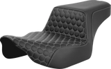 SADDLEMEN Step-Up Seat - Extended Reach - Front Honeycomb - Silver Stitch - FL '23-'24 823-07-17805