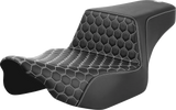 SADDLEMEN Step-Up Seat - Extended Reach - Front Honeycomb - White Stitch - FL '23-'24 823-07-17806