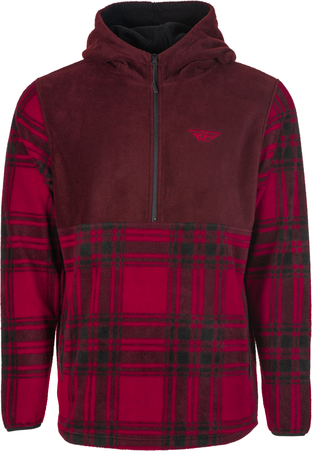 Fly Half Zip Pullover Hoodie Red Plaid Xl - Cycle City Outdoors