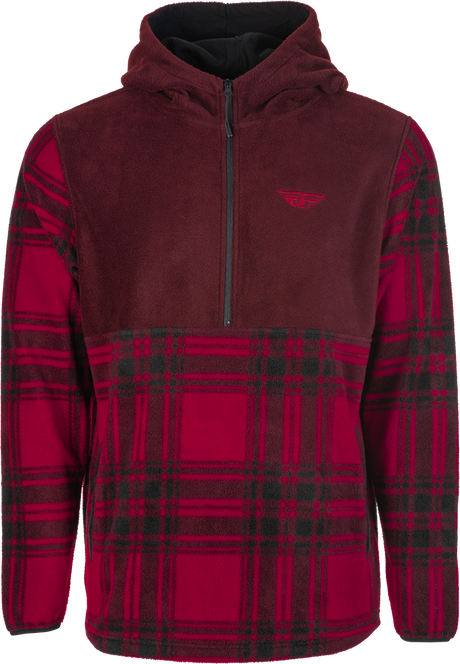 Fly Half Zip Pullover Hoodie Red Plaid 2x - Cycle City Outdoors