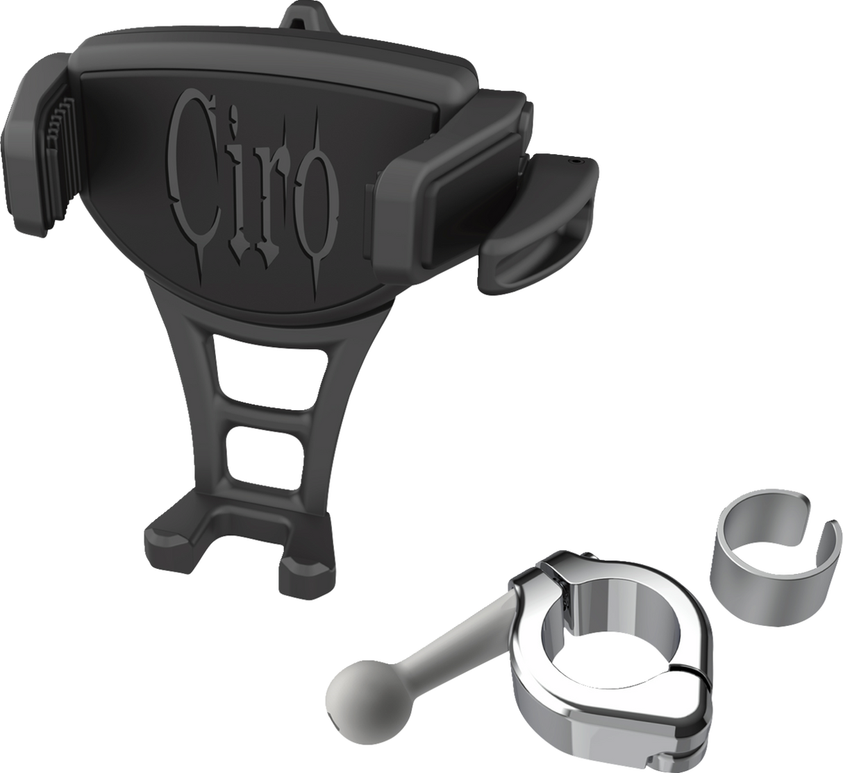 CIRO Phone Holder - Constrictor - Black - Chrome 7/8" | 1" Handlebar Mount 50352