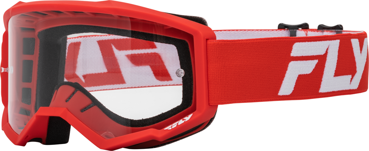 Youth Focus Goggle Red/White W/ Clear Lens - Cycle City Outdoors