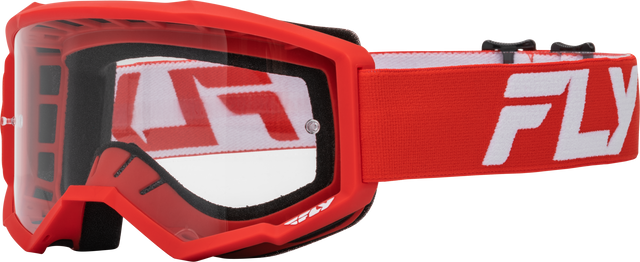 Youth Focus Goggle Red/White W/ Clear Lens - Cycle City Outdoors