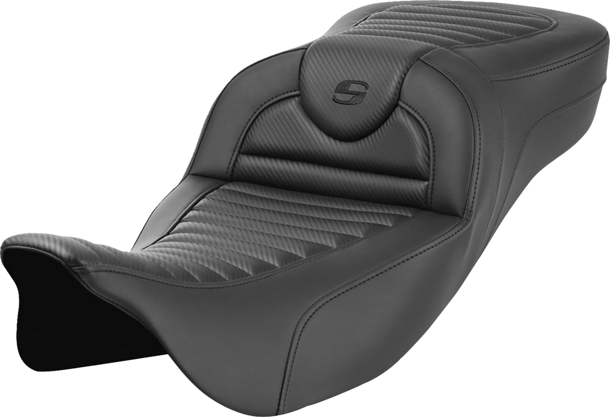 SADDLEMEN Roadsofa* Extended Reach Seat - without Backrest - Tuck-n-Roll - Carbon Fiber - FL '08-'23 808-07B-20500