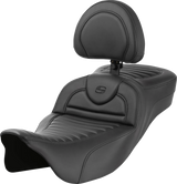 SADDLEMEN Roadsofa* Extended Reach Seat - with Backrest - Tuck-n-Roll - FL '08-'23 808-07B-203B0