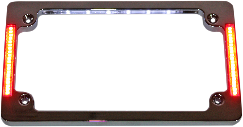 Custom Dynamics License Plate Frame with LED - Flat - Chrome TF07-C - Cycle City Outdoors