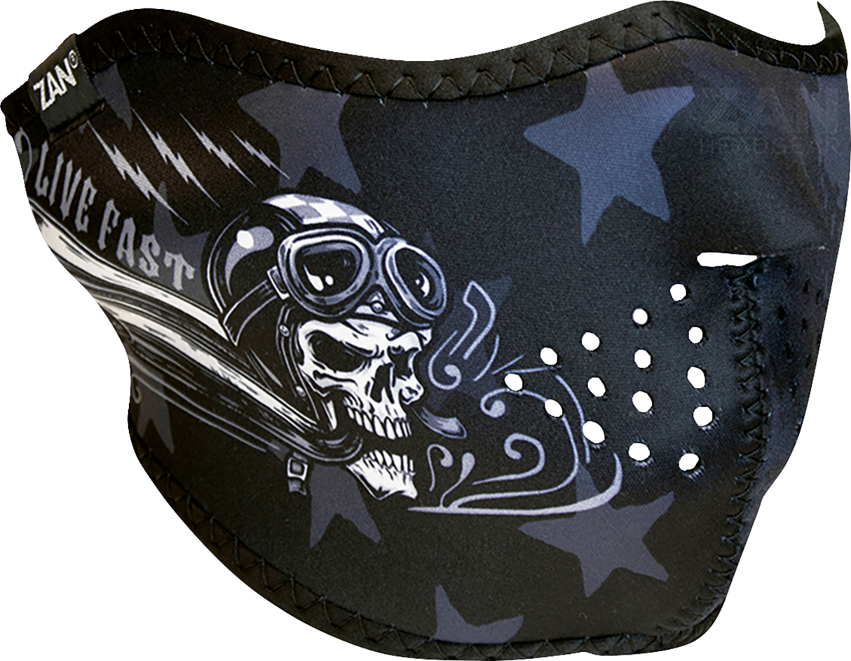 ZAN HEADGEAR Neoprene Half Mask - Skull Live WNFM709H