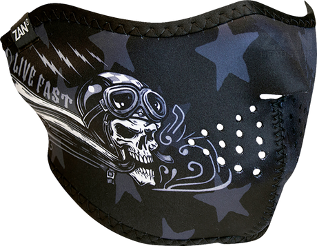 ZAN HEADGEAR Neoprene Half Mask - Skull Live WNFM709H