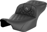 SADDLEMEN Roadsofa* Extended Reach Seat - without Backrest - Lattice Stitch - Gray Stitch - FLTR/FLHX '23-'24 823-07-18402