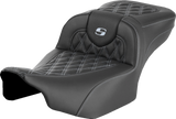 SADDLEMEN Roadsofa* Extended Reach Seat - without Backrest - Lattice - Silver Stitch - FLTR/FLHX '23-'24 823-07-18405