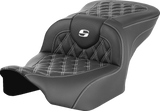 SADDLEMEN RoadSofa* Seat - without Backrest - Lattice Stitch - White Stitch - FLTR/FLHX '23-'24 823-07-18206