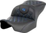 SADDLEMEN Roadsofa* Seat - without Backrest - Blue Lattice Stitch - FLTR/FLHX '23-'24 823-07-18201