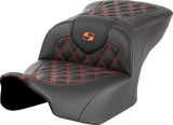 SADDLEMEN Roadsofa* Seat - without Backrest - Orange Lattice Stitch - FLTR/FLHX '23-'24 823-07-18203