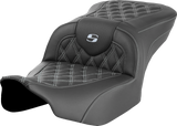 SADDLEMEN RoadSofa* Seat - without Backrest - Lattice Stitch - Silver Stitch - FLTR/FLHX '23-'24 823-07-18205