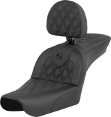 SADDLEMEN RoadSofa* Seat - Lattice Stitch - with Driver Backrest - FXDWG '04-'05 804-05-182BR