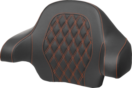 SADDLEMEN Tour-Pak? Backrest Pad - Lattice Stitch - Orange Stitch - FL '14-'24 814-07-15003