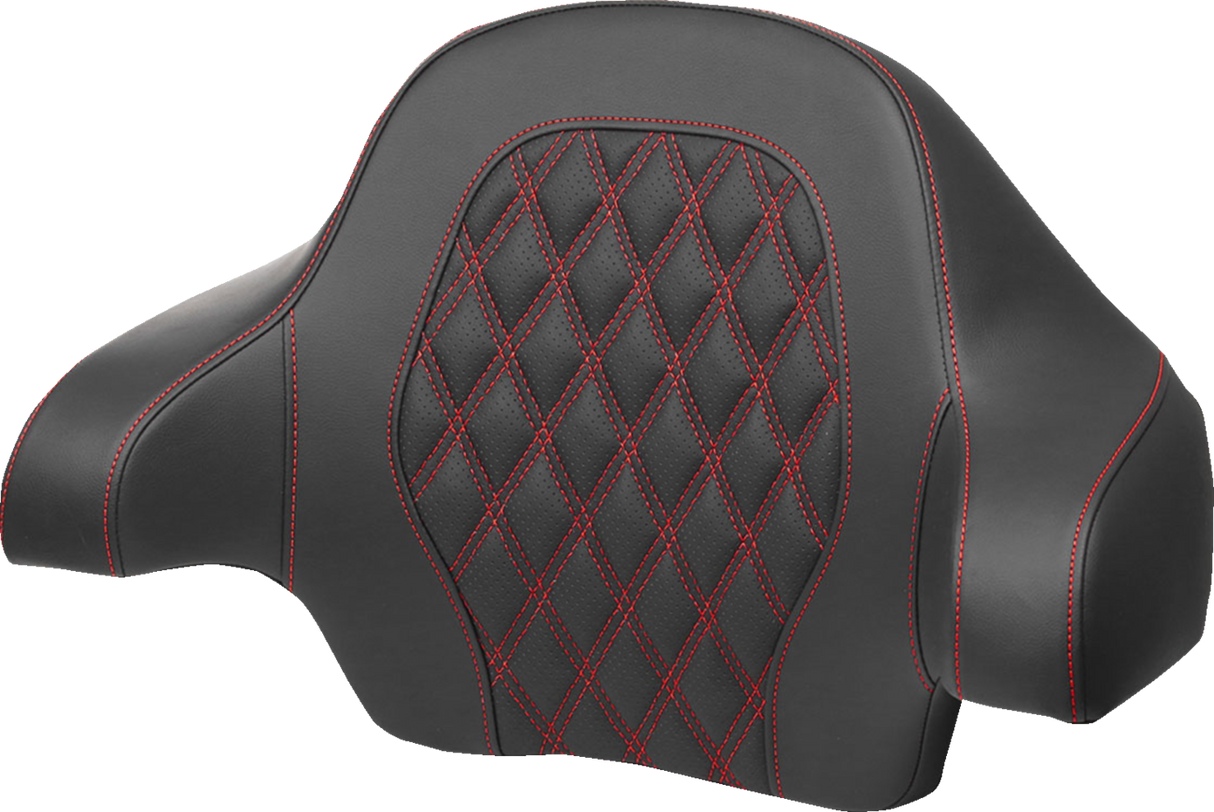 SADDLEMEN Tour-Pak? Backrest Pad - Lattice Stitch - Red Stitch - FL '14-'24 814-07-15004