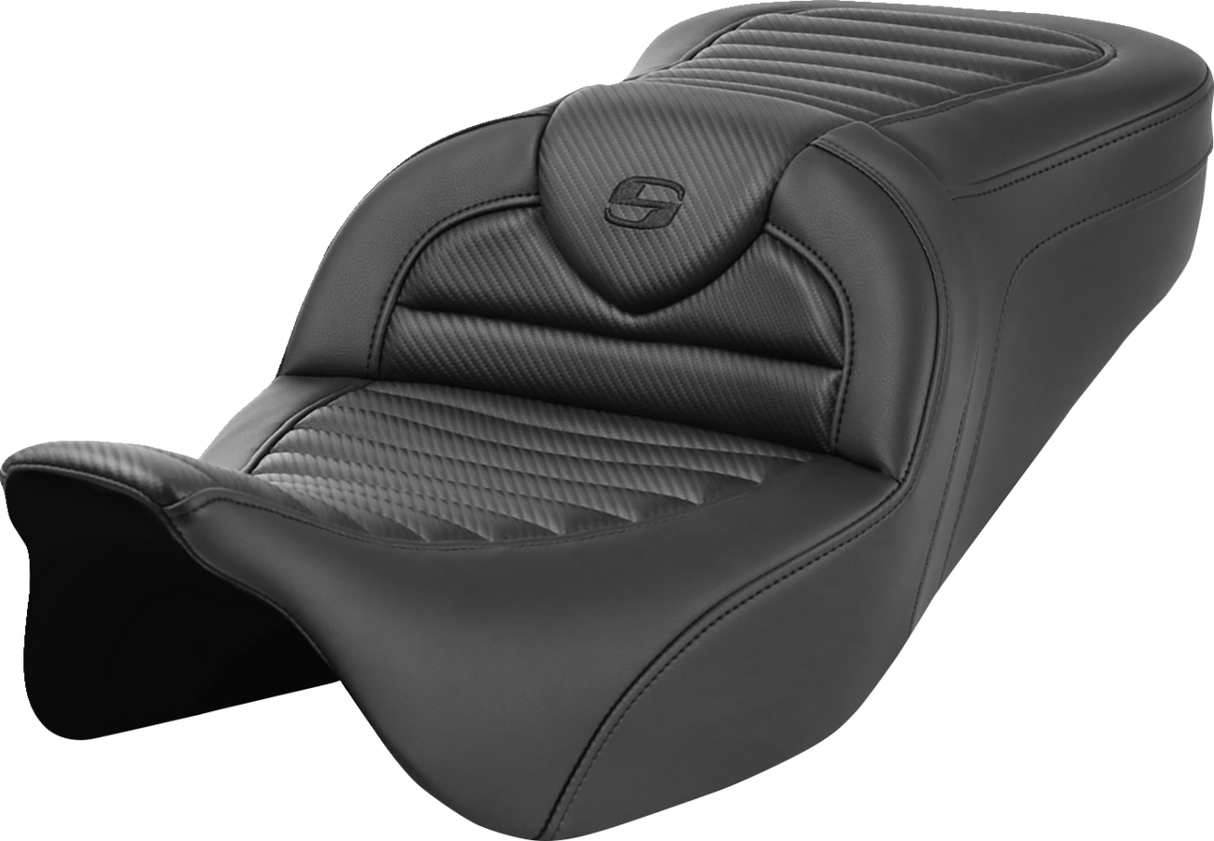 SADDLEMEN Roadsofa* Seat - without Backrest - Tuck-n-Roll - Carbon Fiber - FL '08-'23 808-07B-20400