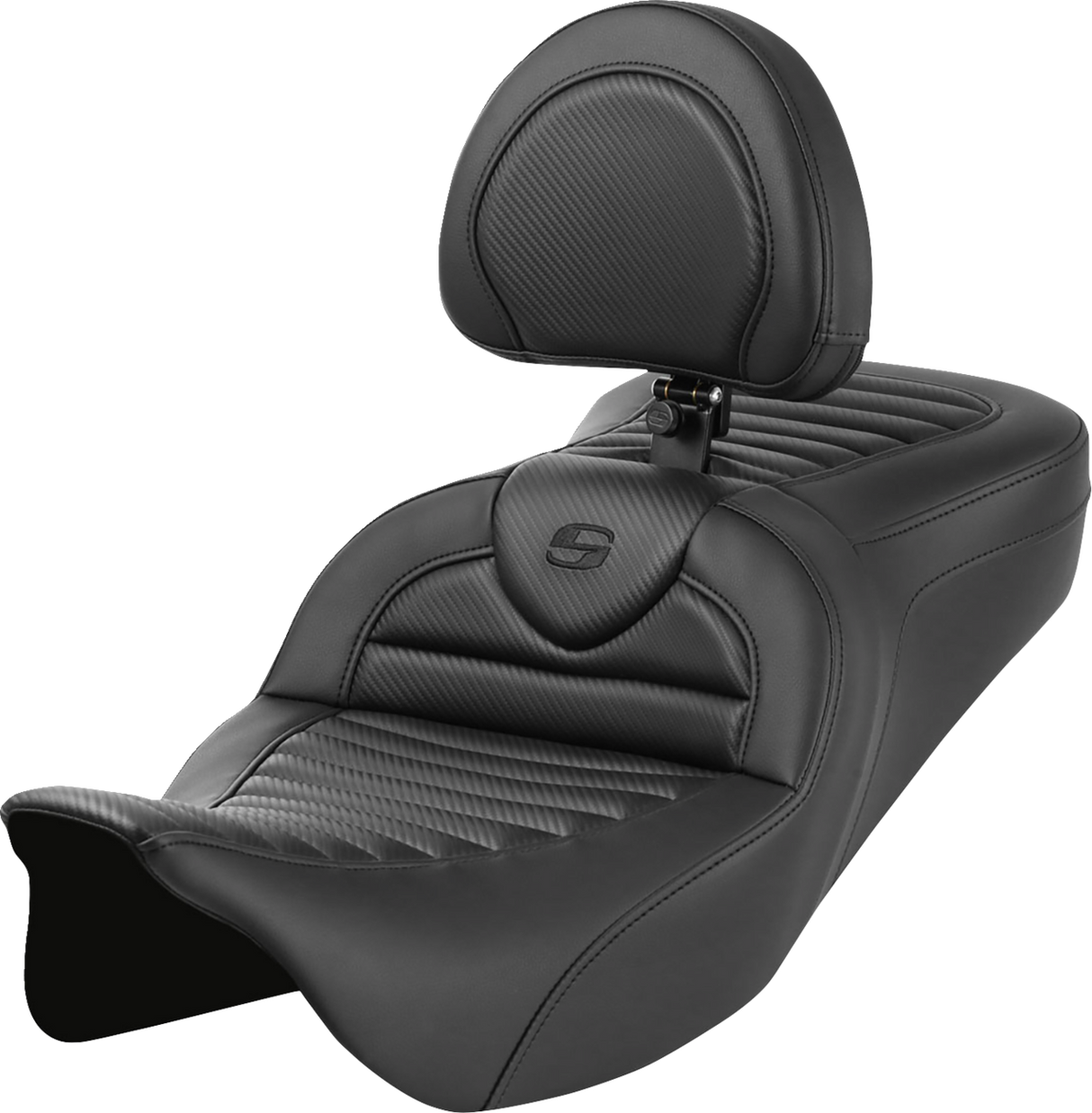 SADDLEMEN Roadsofa* Seat - with Backrest - Tuck-n-Roll - Carbon Fiber - FL '08-'23 808-07B-204B0