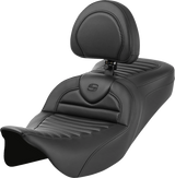 SADDLEMEN Roadsofa* Seat - with Backrest - Tuck-n-Roll - Carbon Fiber - FL '08-'23 808-07B-204B0