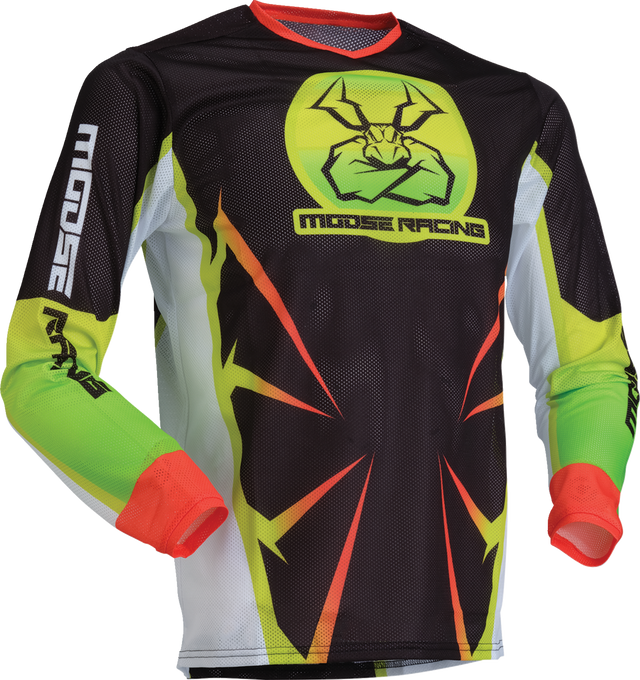 MOOSE OFFROAD Youth Agroid Mesh Jersey - Hi-Viz/Black - Large 2912-2533
