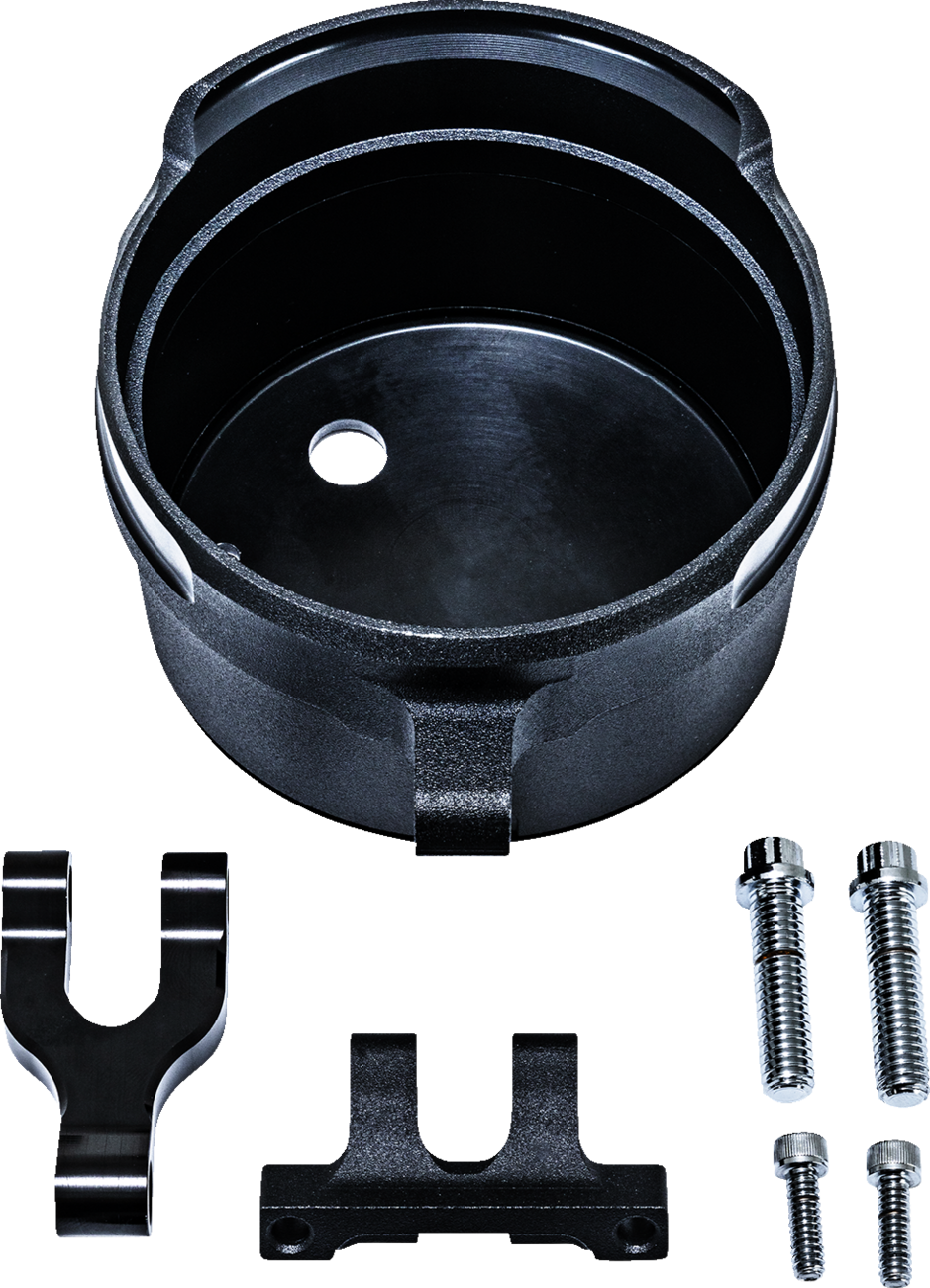 PERFORMANCE MACHINE (PM) Gauge Relocation Kit - Round - Black 0208-2192-SMB