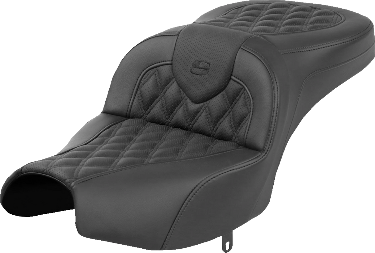SADDLEMEN Roadsofa* Seat - Without Backrest - Black - Lattice Stitch - Indian Pursuit '22-'24 I22-02-182