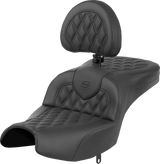 SADDLEMEN Roadsofa* Seat - With Backrest - Black - Lattice Stitch - Indian Pursuit '22-'24 I22-02-182BR