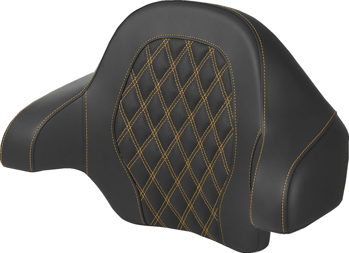 SADDLEMEN Tour-Pak? Backrest Pad - Lattice Stitch - Gold Stitch - FL '14-'24 814-07-15007