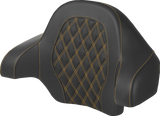SADDLEMEN Tour-Pak? Backrest Pad - Lattice Stitch - Gold Stitch - FL '14-'24 814-07-15007