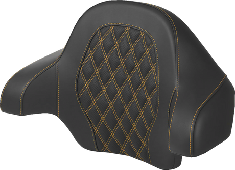 SADDLEMEN Tour-Pak? Backrest Pad - Lattice Stitch - Gold Stitch - FL '14-'24 814-07-15007