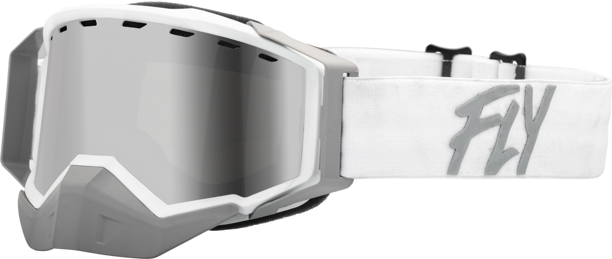 Zone Snow Goggle Wht/Light Gry W/ Silver Mirror/Smoke Lens - Cycle City Outdoors