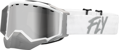 Zone Snow Goggle Wht/Light Gry W/ Silver Mirror/Smoke Lens - Cycle City Outdoors