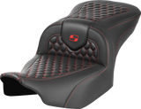 SADDLEMEN Roadsofa* Seat - without Backrest - Honeycomb - Red Stitch - FLTR/FLHX '23-'24 823-07-18904
