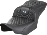SADDLEMEN Roadsofa* Seat - without Backrest - Honeycomb - Silver Stitch - FLTR/FLHX '23-'24 823-07-18905