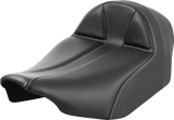 SADDLEMEN Dominator Solo Seat - Carbon Fiber with Silver Stitch - Extended Reach - FLT/FLH '23-'24 (Part #823-07E-0042)