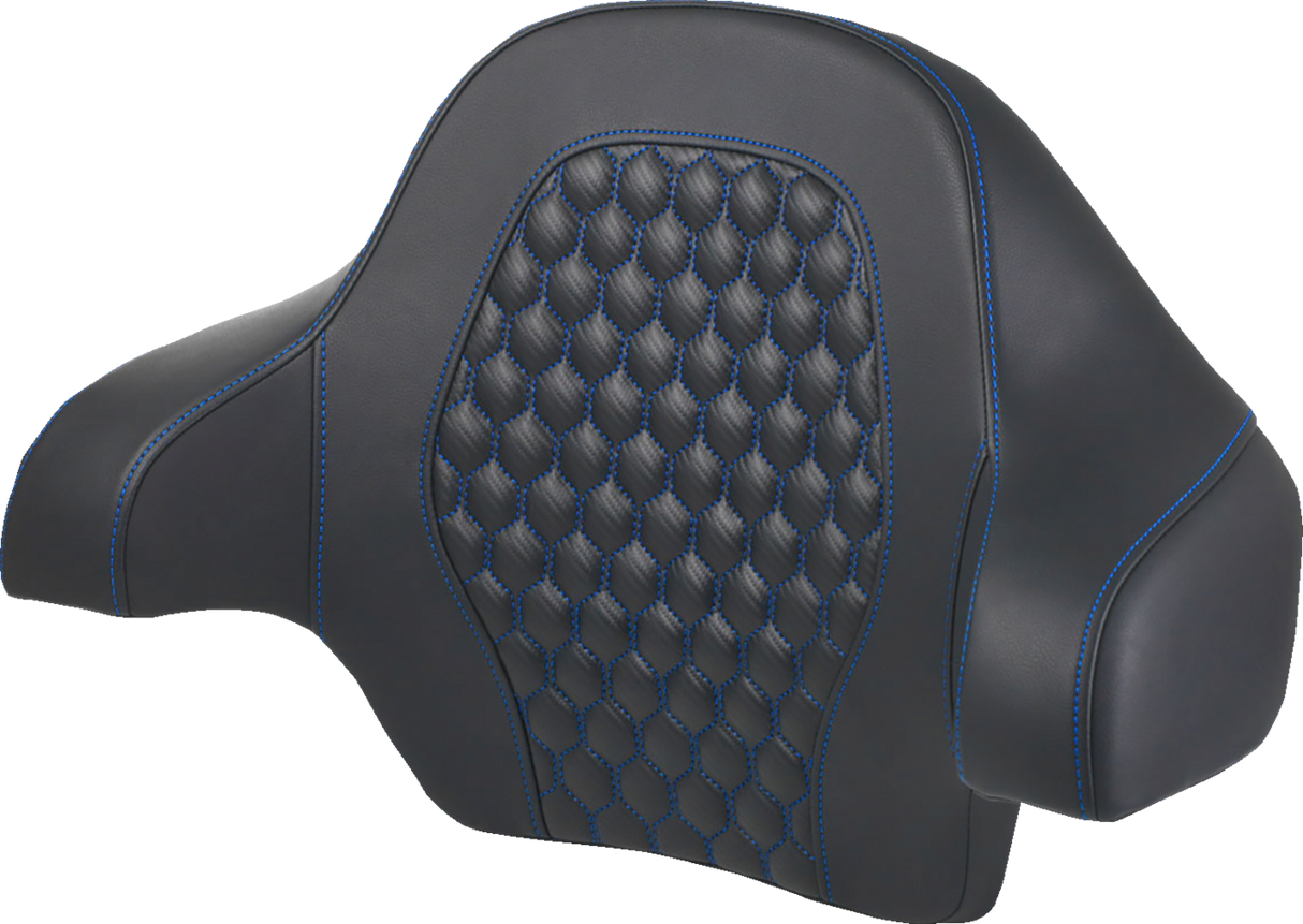 SADDLEMEN Tour Pack Backrest Pad - Honeycomb - Blue Stitching - FL '14-'24 814-07-15101