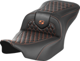 SADDLEMEN Roadsofa* Seat - without Backrest - Honeycomb - Orange Stitch - FLTR/FLHX '23-'24 823-07-18903